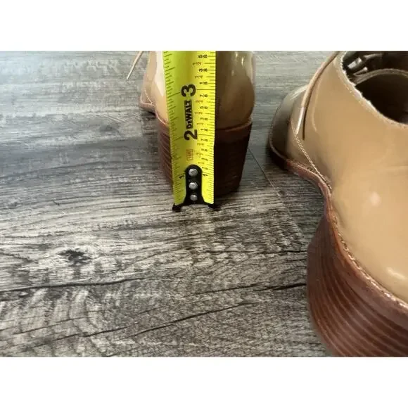 Louise et Cie Patent Oxford Shoes 9M Tan Lace-Up Block Heel Vintage Inspired - Picture 10 of 16